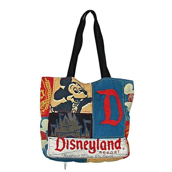 Walt Disney World Parks The Happiest Place on Earth Patchwork Tote Bag Rare - Picture 1 of 16